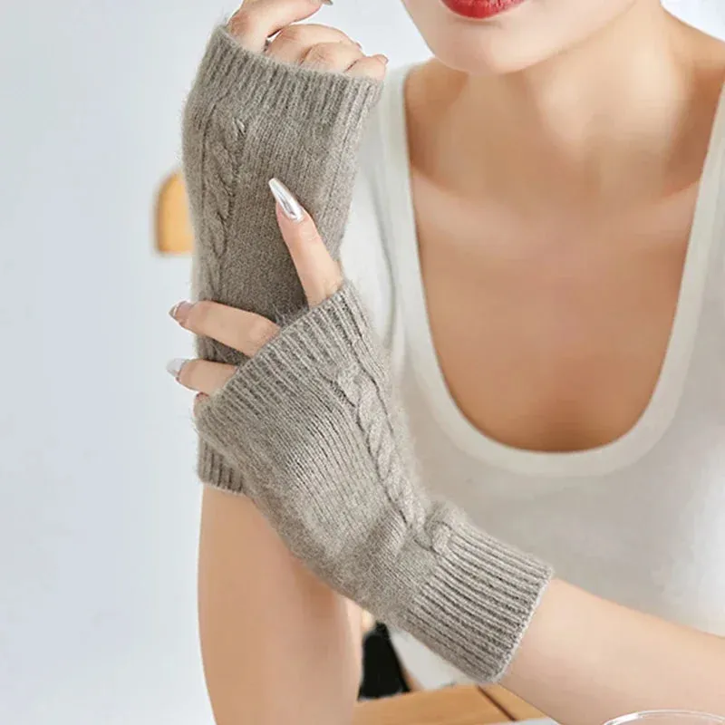 100% Cashmere Knitted Fingerless Glove