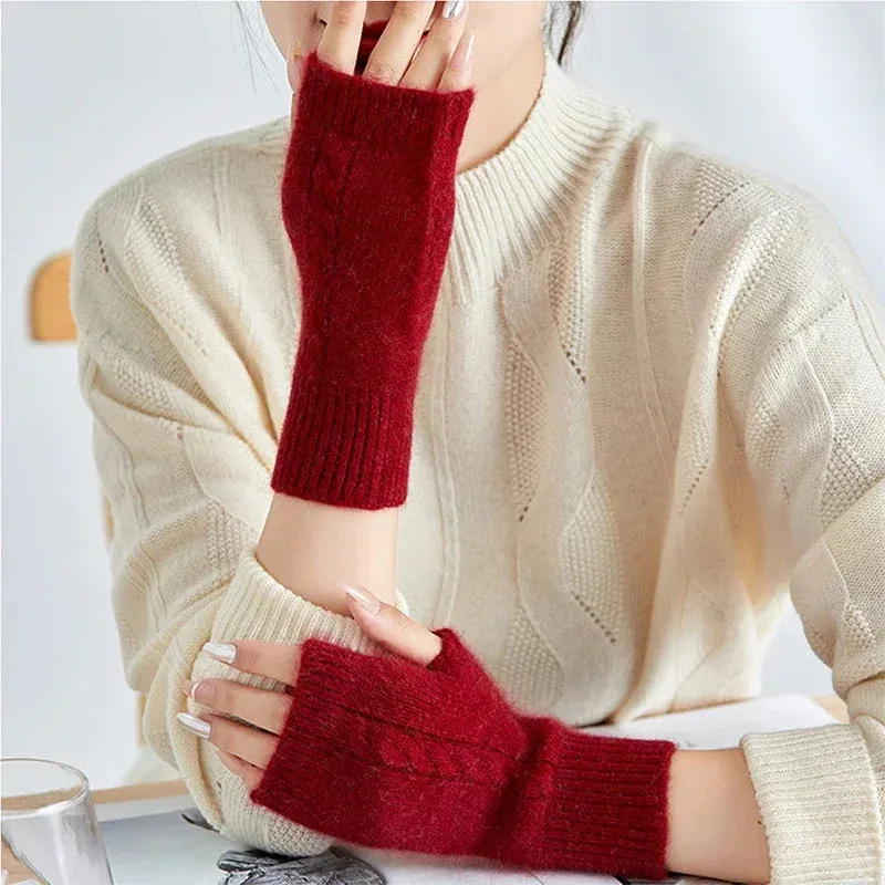 100% Cashmere Knitted Fingerless Glove
