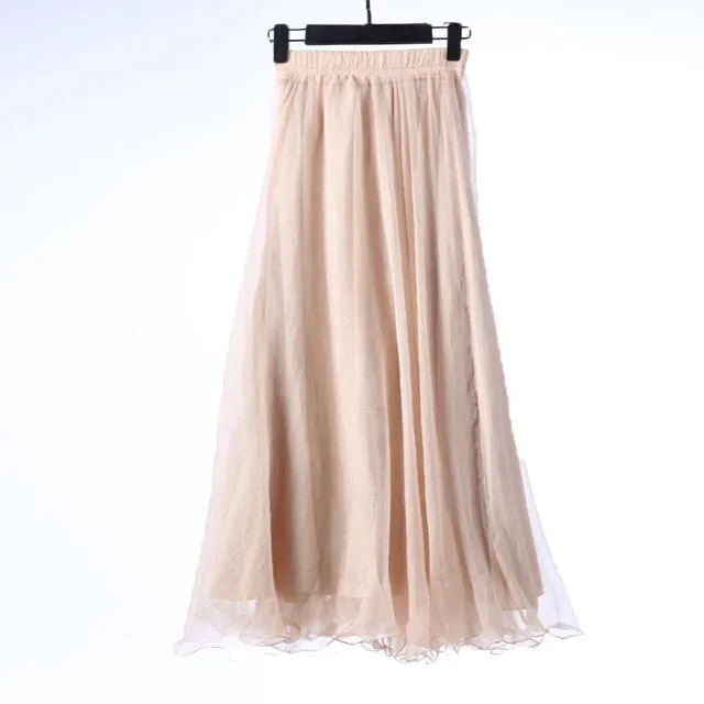 2018 High Waist Women Chiffon Skirt Long Womens Beach Summer Boho Maxi Skirt Saia Longa Faldas Ruffles Hem Long Skirt Brand