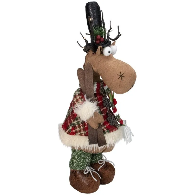 20" Standing Christmas Moose Figure with LED Antlers Tabletop Decor