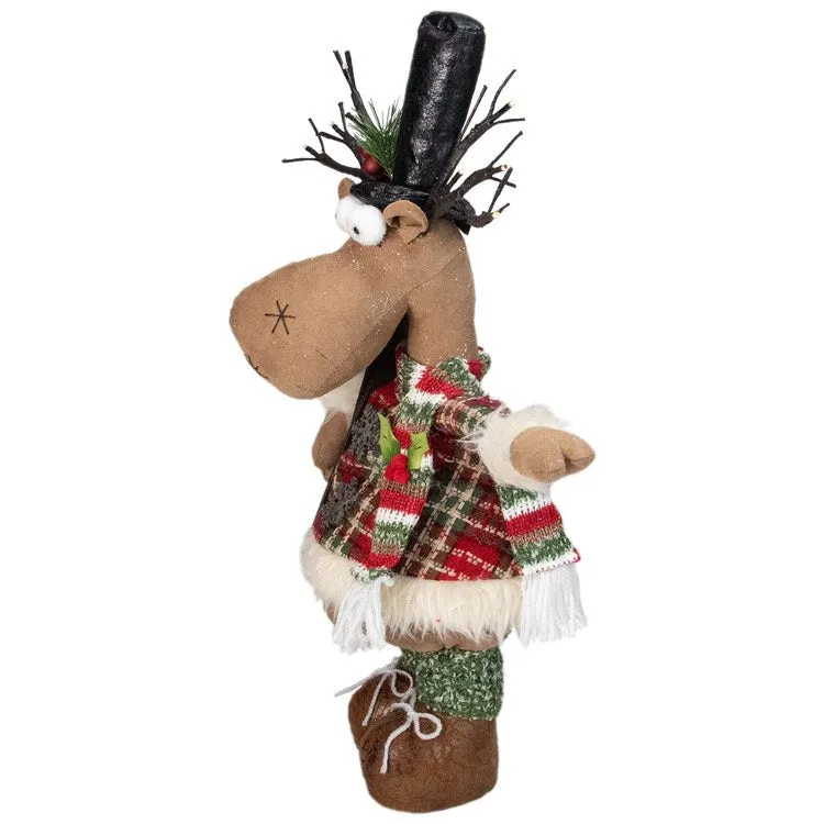 20" Standing Christmas Moose Figure with LED Antlers Tabletop Decor