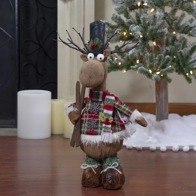 20" Standing Christmas Moose Figure with LED Antlers Tabletop Decor