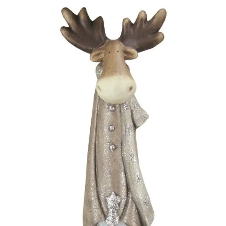 30" Brown and Silver LED Lighted Reindeer Christmas Tabletop Figurine
