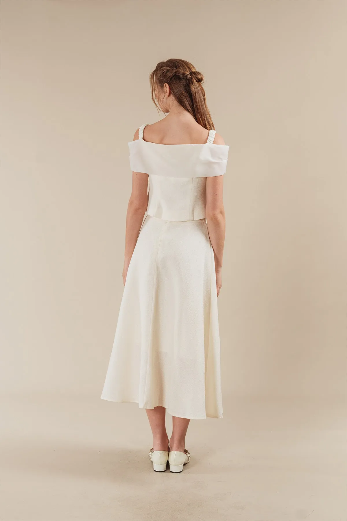 Avenie Tweed Cold Shoulder Top with Maxi Skirt Set