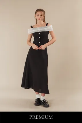Avenie Tweed Cold Shoulder Top with Maxi Skirt Set