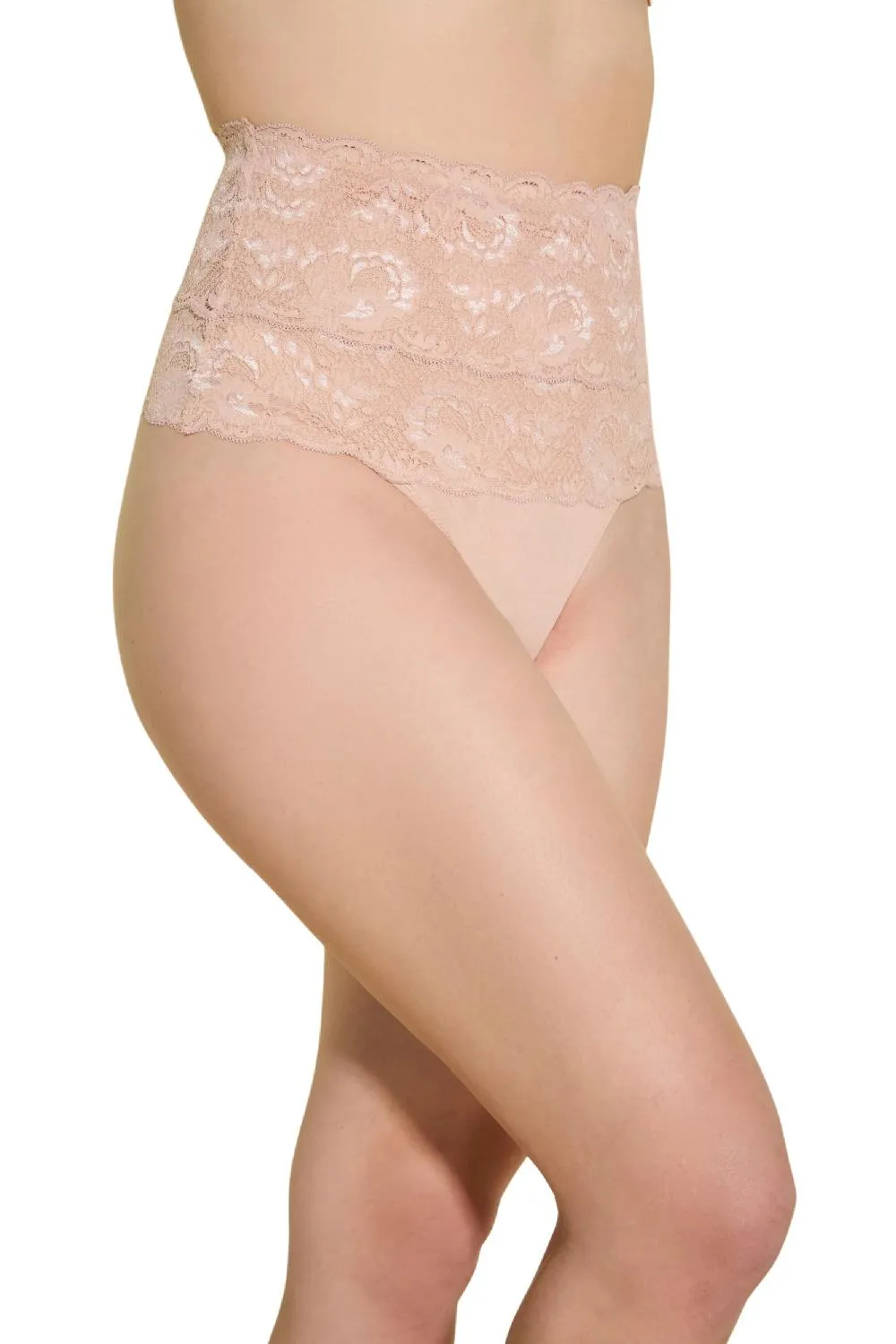 Cosabella Never Say Never High Waisted Thong Shapewear, Sand (NEVES03)