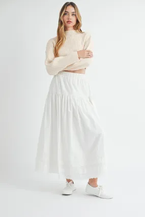Eyelet Trim Maxi Skirt