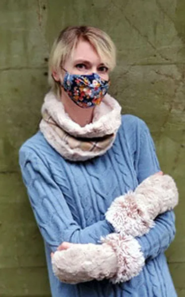 Fox Cuff - Fingerless / Texting Gloves, Reversible - Fox & Assorted Faux Fur