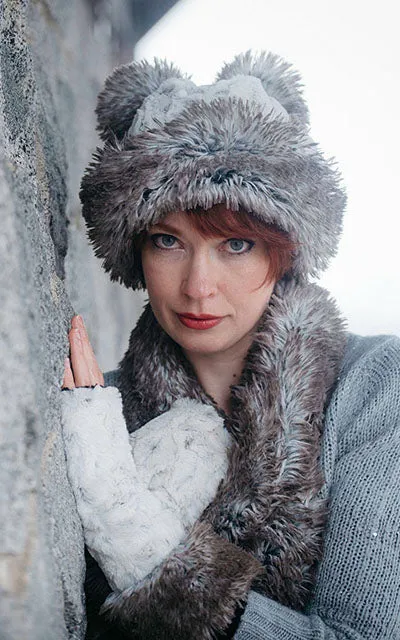 Fox Cuff - Fingerless / Texting Gloves, Reversible - Fox & Assorted Faux Fur