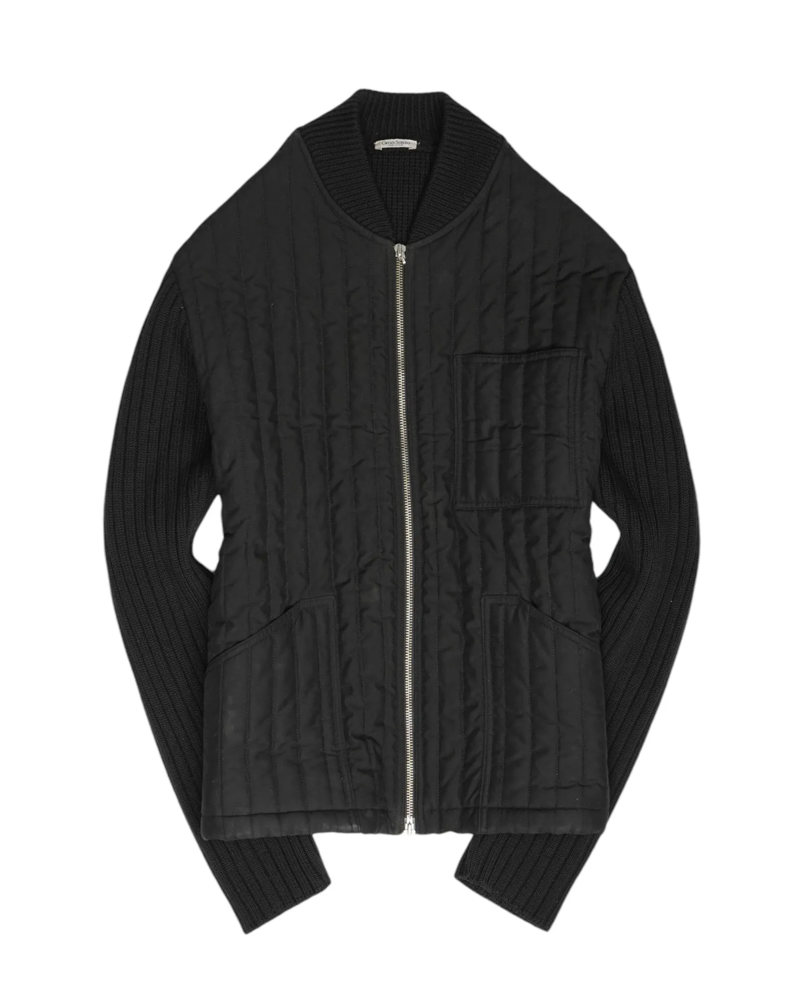 Gran Sasso - Black Chunky Virgin Wool Full Zip Sweater 50/L