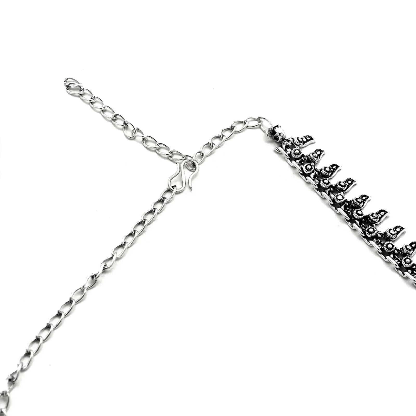 Kalpi Silver Oxidized Long Necklace
