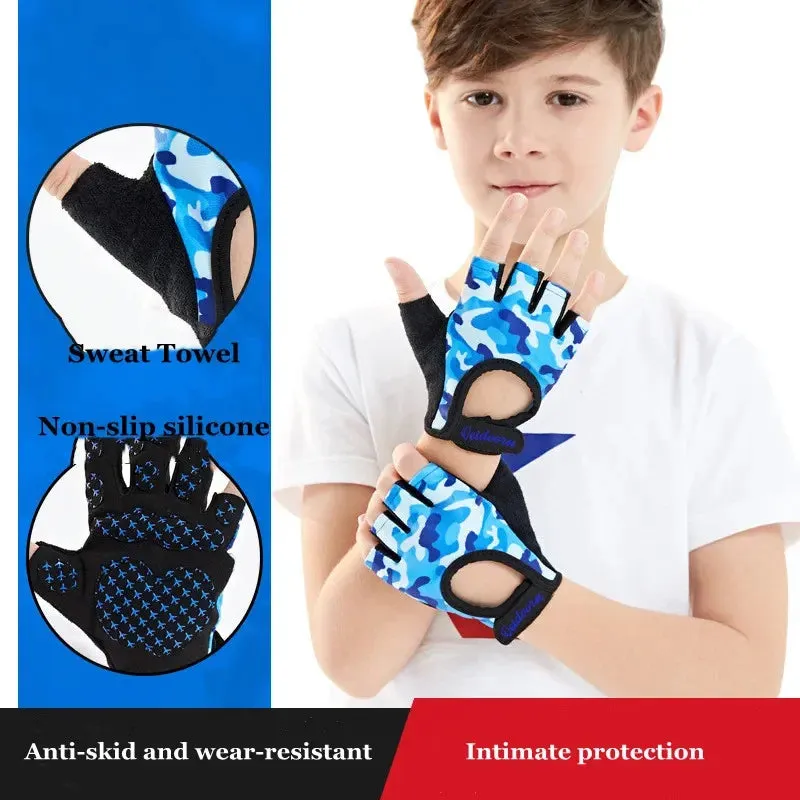 Kids Cycling Gloves Children Half Finger  Bike Skateboard Gloves Bicycle MTB Fingerless Gloves Outdoor Sports Boys Girls