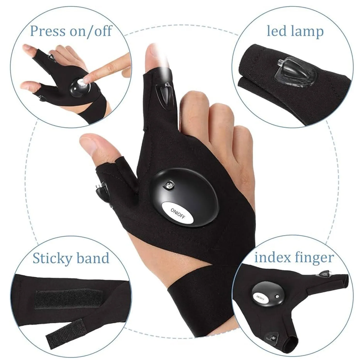 LED Flashlight Gloves Gifts for Men (Hand Gloves Light / 1 Pair)