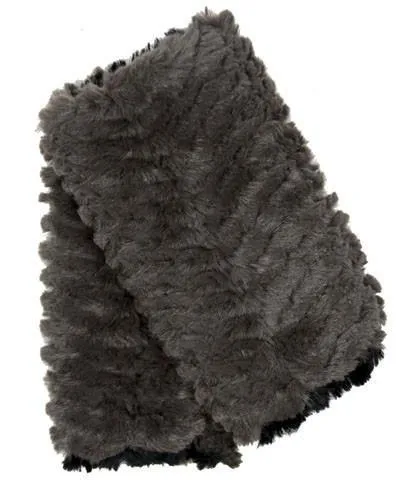 Men's Fingerless / Texting Gloves, Reversible - Chevron Faux Fur in Gray (One Left!)