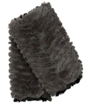 Men's Fingerless / Texting Gloves, Reversible - Chevron Faux Fur in Gray (One Left!)