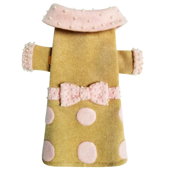 Pearl Polka Dot Bow Sweater Dress