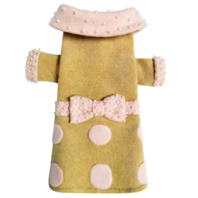 Pearl Polka Dot Bow Sweater Dress