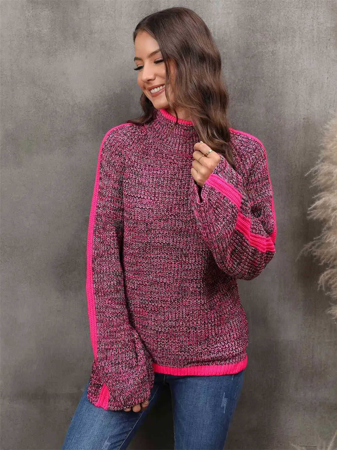 PRE-ORDER: Heathered Turtleneck Long Sleeve Sweater