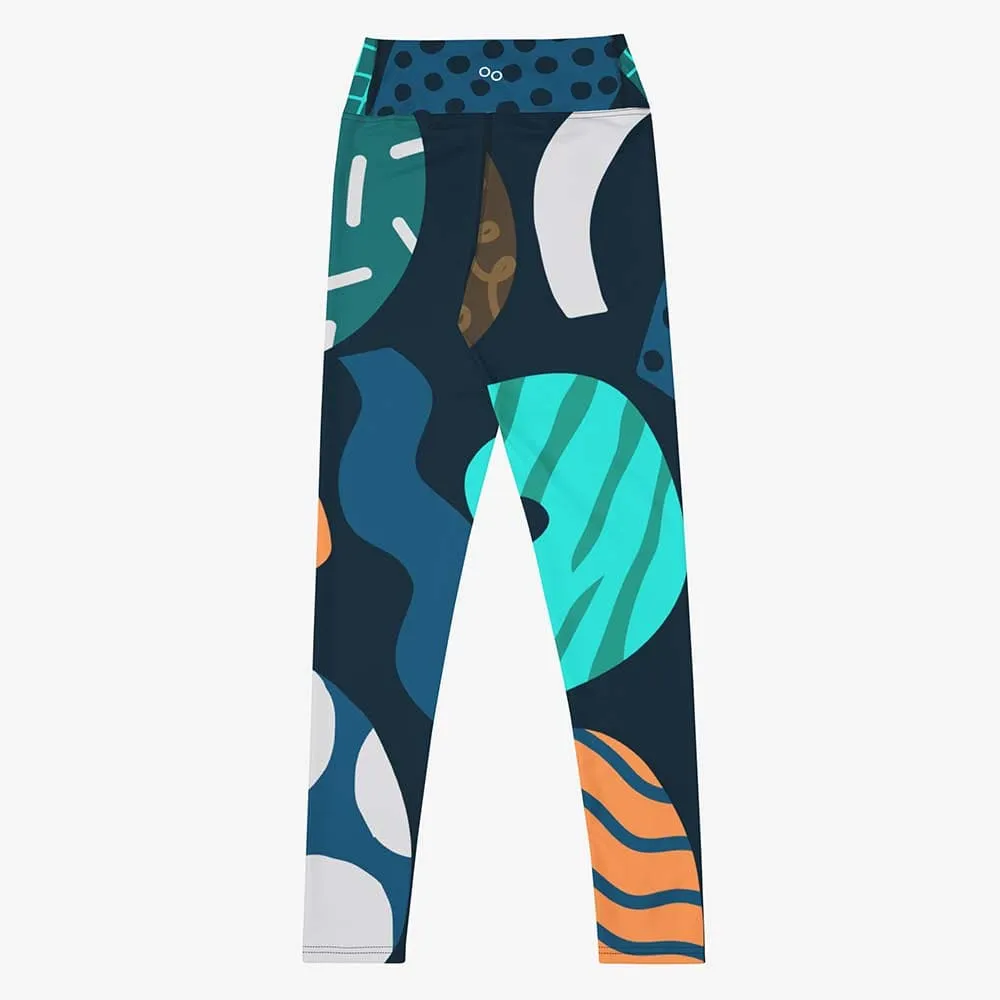 Printed Leggings "Chunky Doodles" Blue/Green/Sand