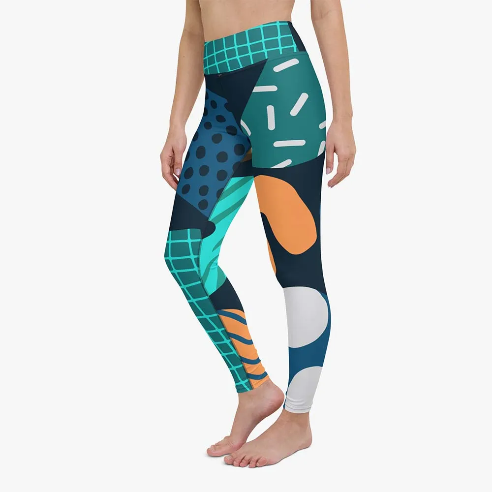 Printed Leggings "Chunky Doodles" Blue/Green/Sand