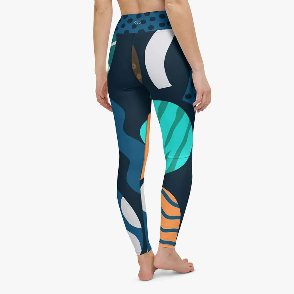 Printed Leggings "Chunky Doodles" Blue/Green/Sand