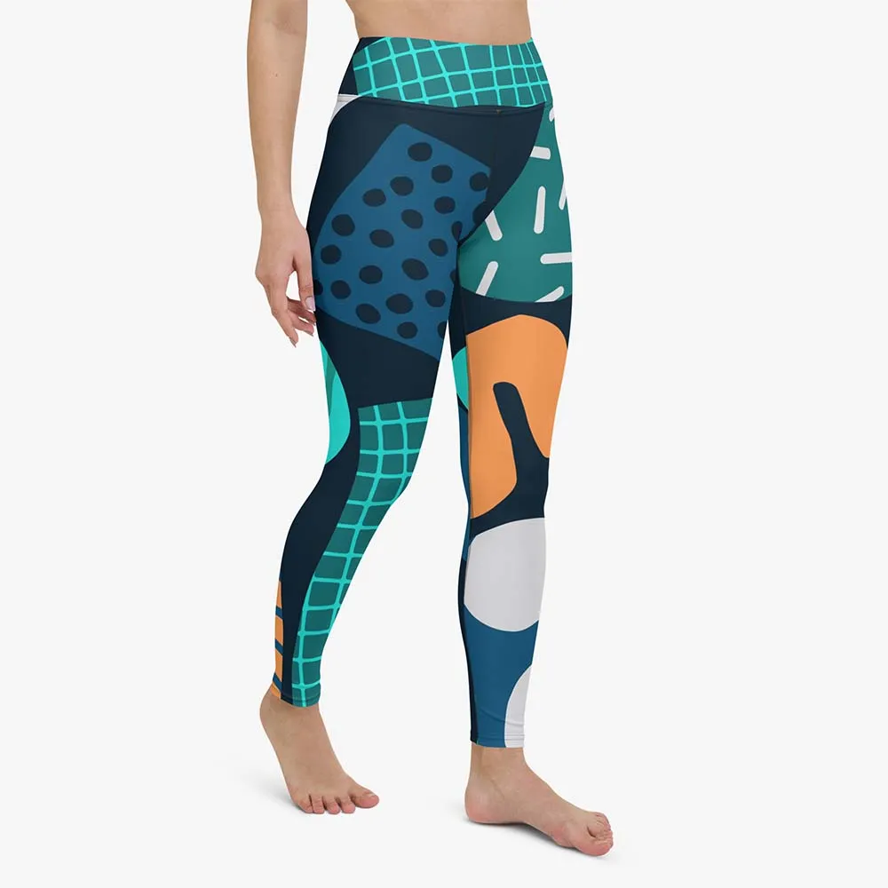Printed Leggings "Chunky Doodles" Blue/Green/Sand