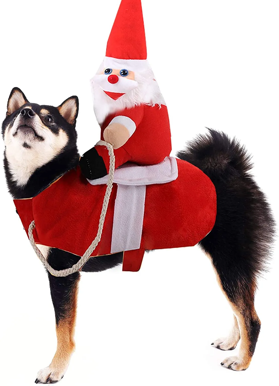 Santa Claus Dog Outfit  
Pet Christmas Clothes Clearance Christmas Dog Costume Funny Dog Christmas Santa Claus Costume Riding on Dog Pet Cat Christmas Holiday Outfit Pet Christmas Clothes Dressing up for Halloween Christmas Party(Large)