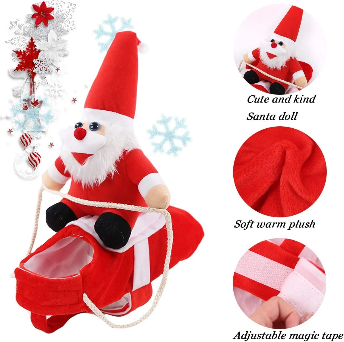Santa Claus Dog Outfit  
Pet Christmas Clothes Clearance Christmas Dog Costume Funny Dog Christmas Santa Claus Costume Riding on Dog Pet Cat Christmas Holiday Outfit Pet Christmas Clothes Dressing up for Halloween Christmas Party(Large)
