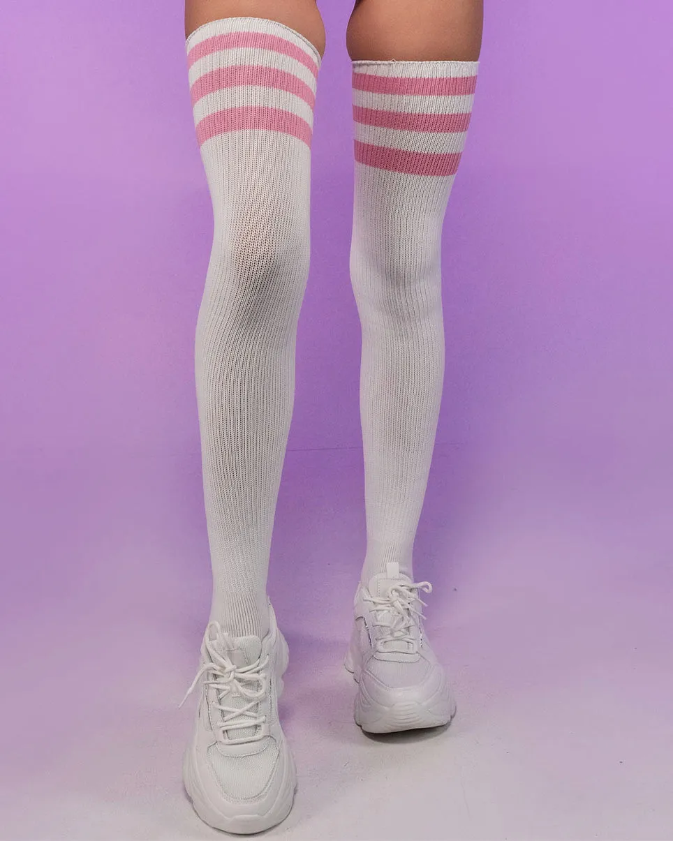 Striped Athletic Thigh High Socks