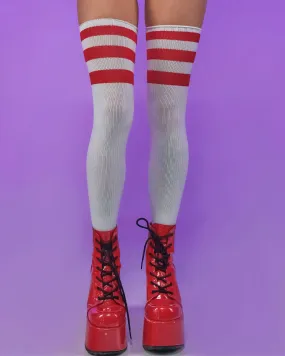 Striped Athletic Thigh High Socks