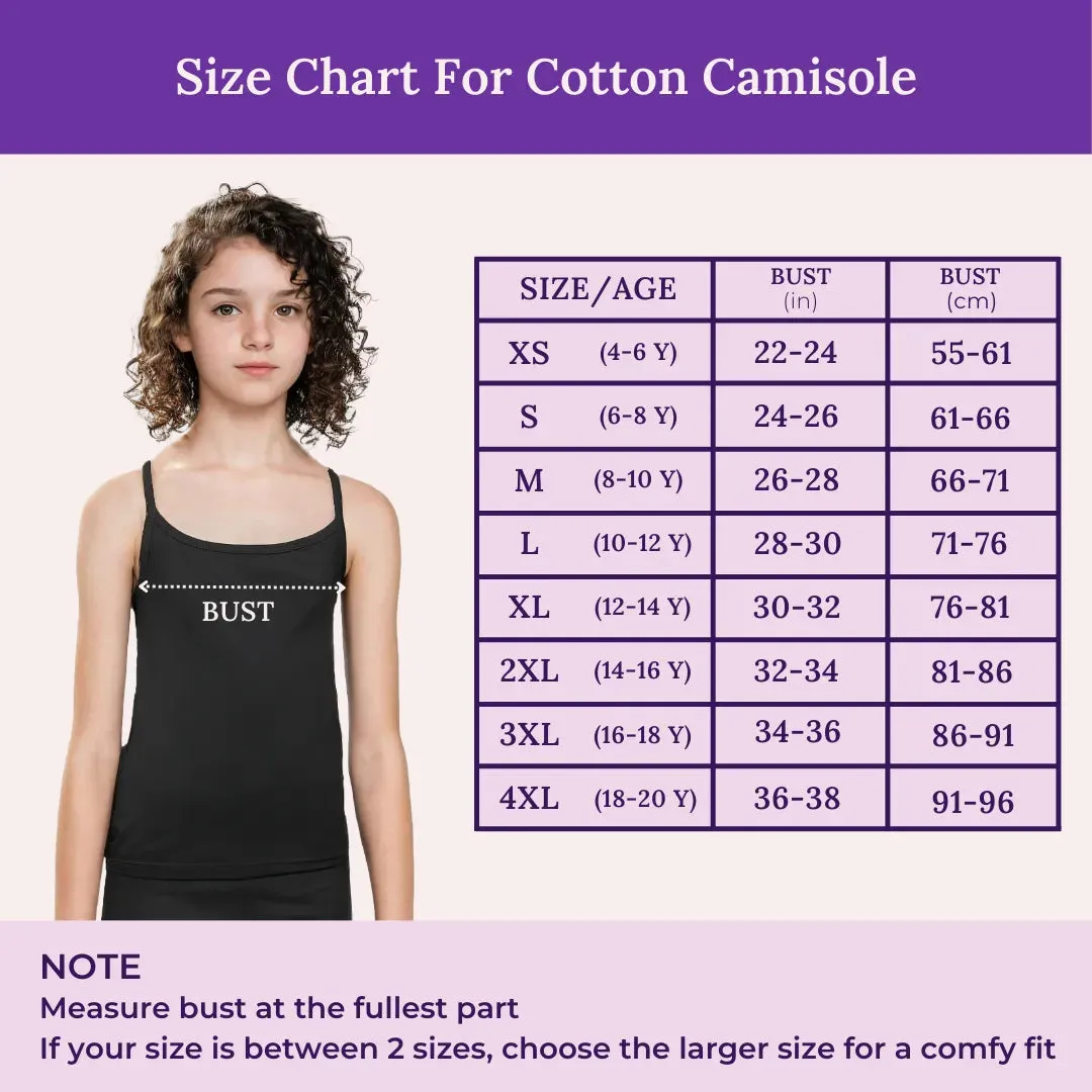 Teen Camisole | Flat Padded | Prevents Show Of Nipple Buds | Pack Of 5