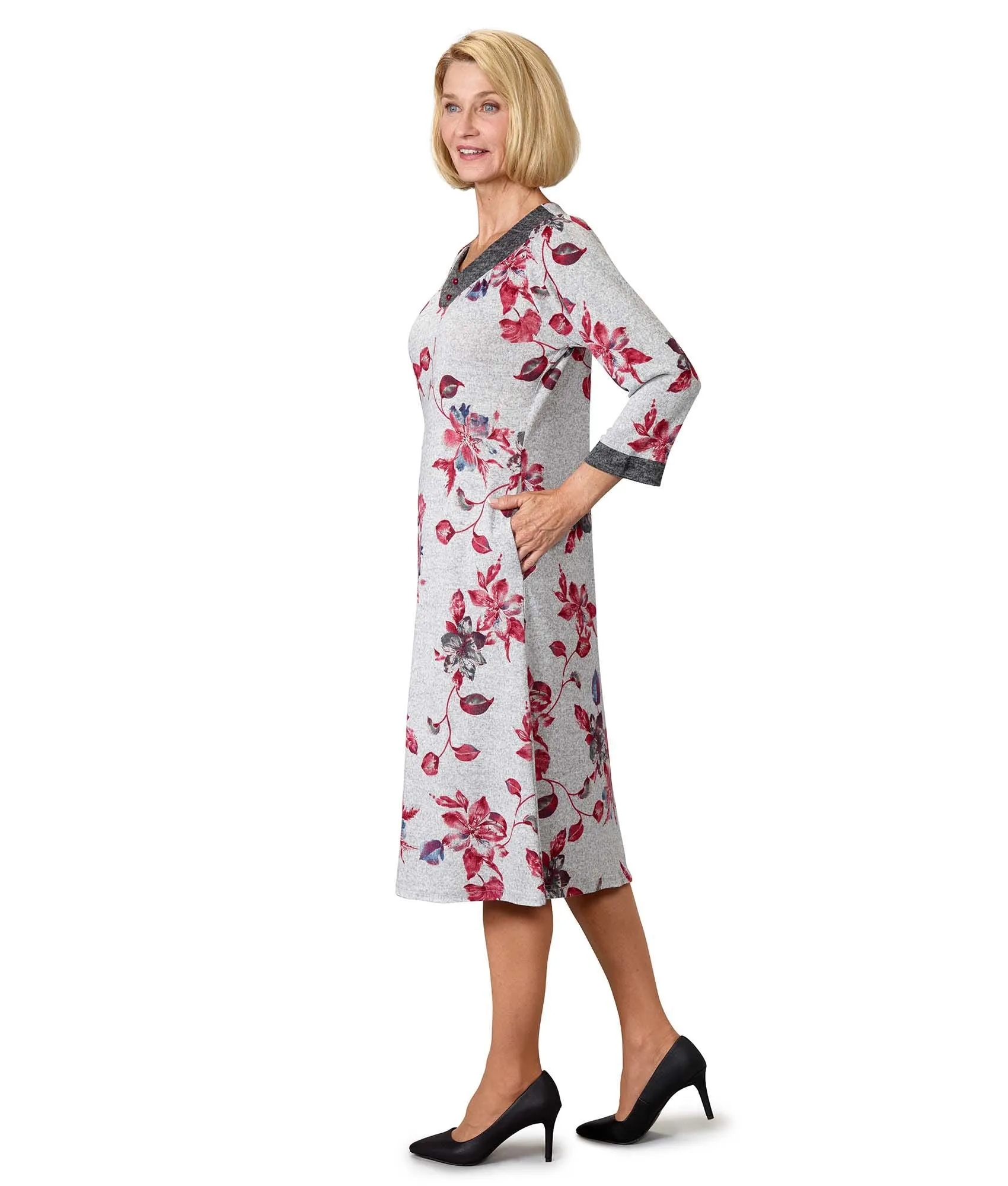 Women's Open Back Sweater Knit Dress Diamond Neckline - Clearance