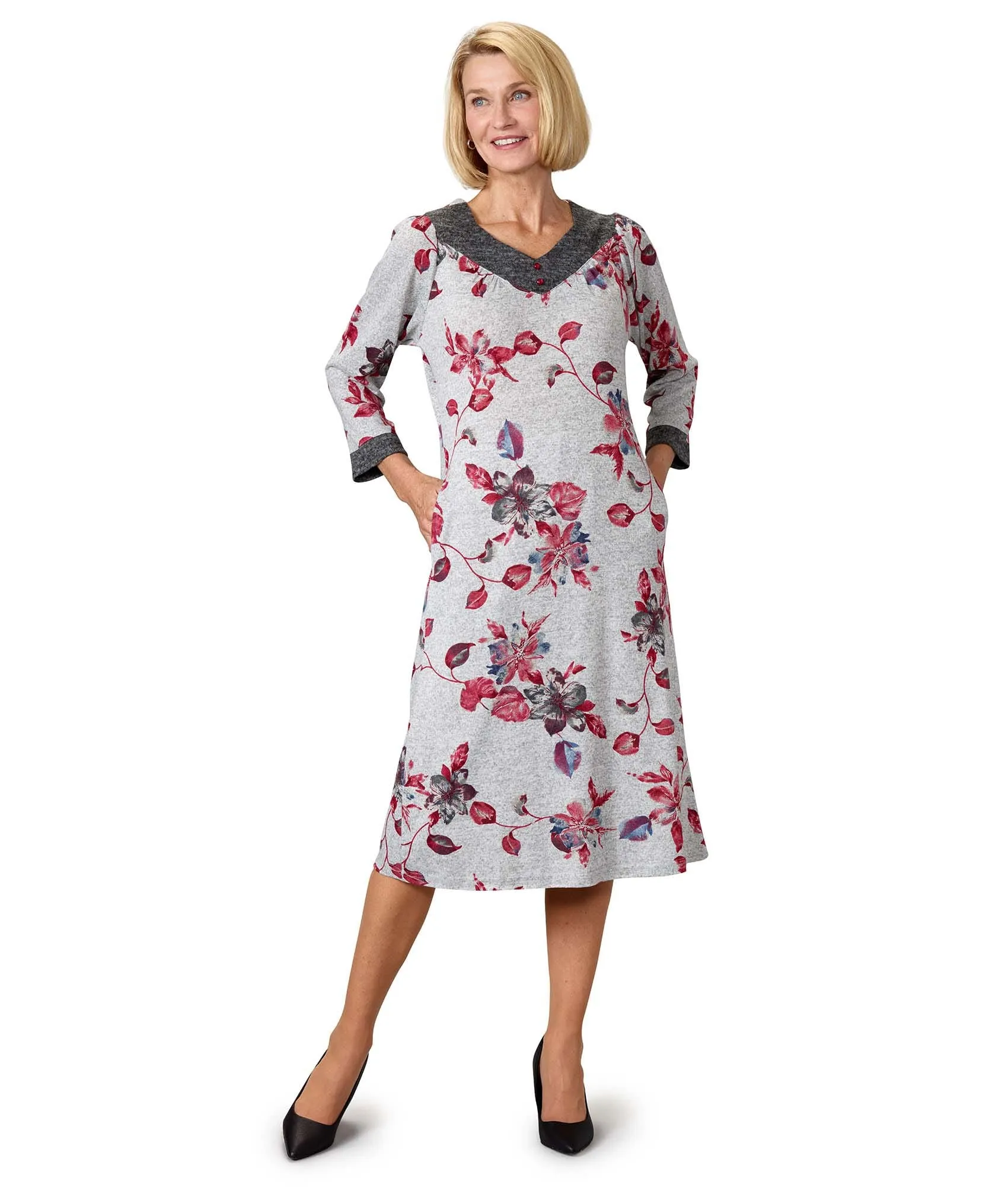 Women's Open Back Sweater Knit Dress Diamond Neckline - Clearance
